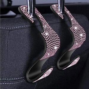 2pcs Rhinestone Decor Car Seat Back Hook